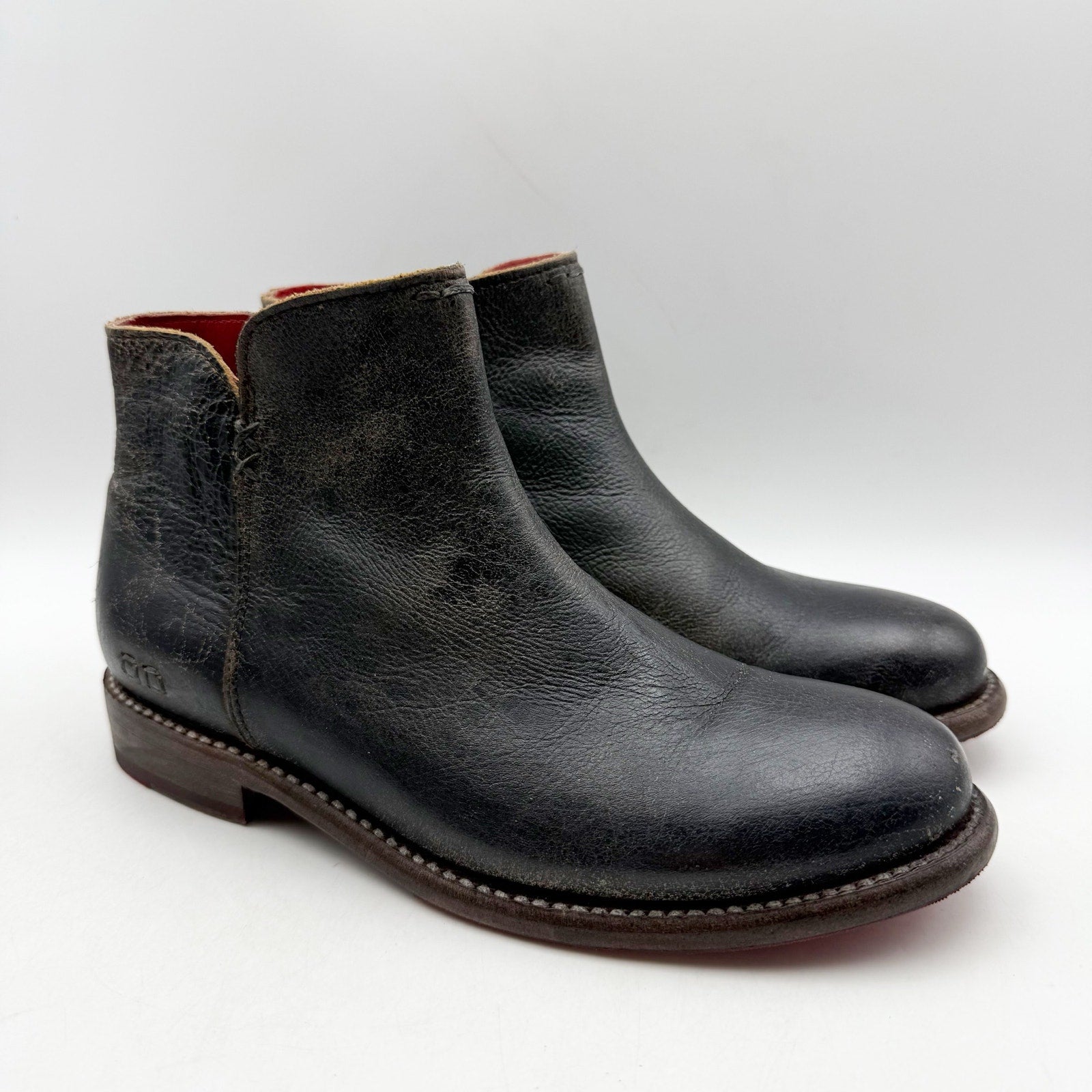 Bed Stu Womens Yurisa Ankle Booties US 8.5 M EU 39 Black Distressed Leather NWOB