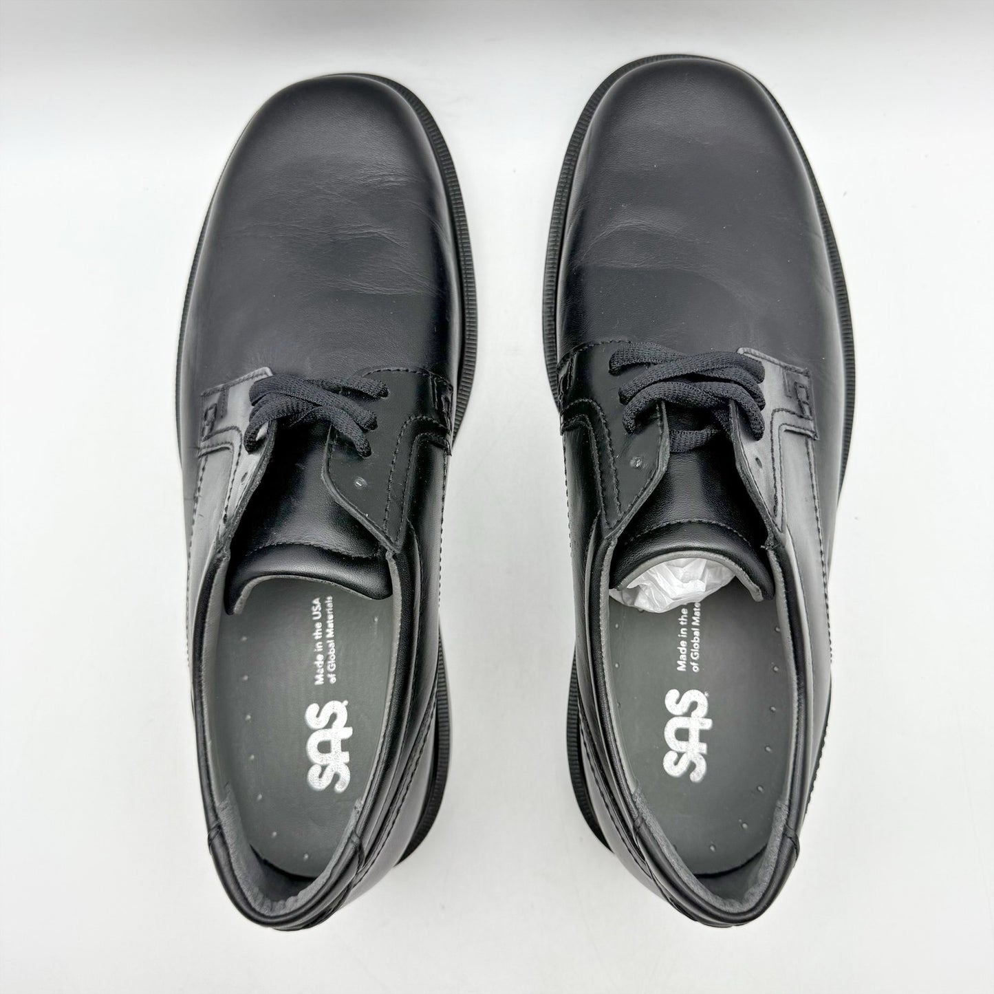 SAS Mens Ambassador Comfort Oxford Shoes US 9.5 Wide Black Leather NWOB