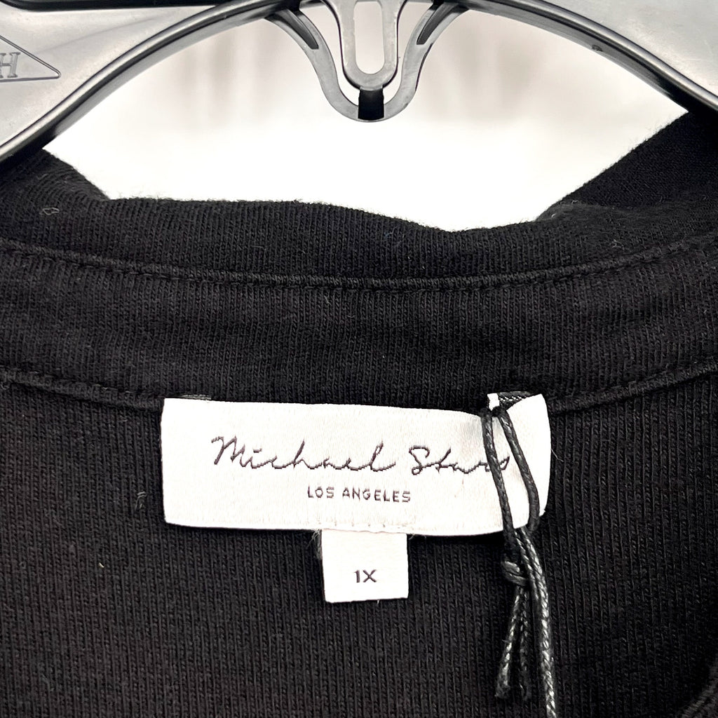 MICHAEL STARS Women's Norah Sleeveless Polo Shirt 1X Black Sleeveless NWT
