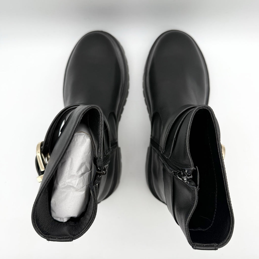 Steve Madden Womens Lonny Ankle Booties US 7.5 EU 38 Black Leather NIB