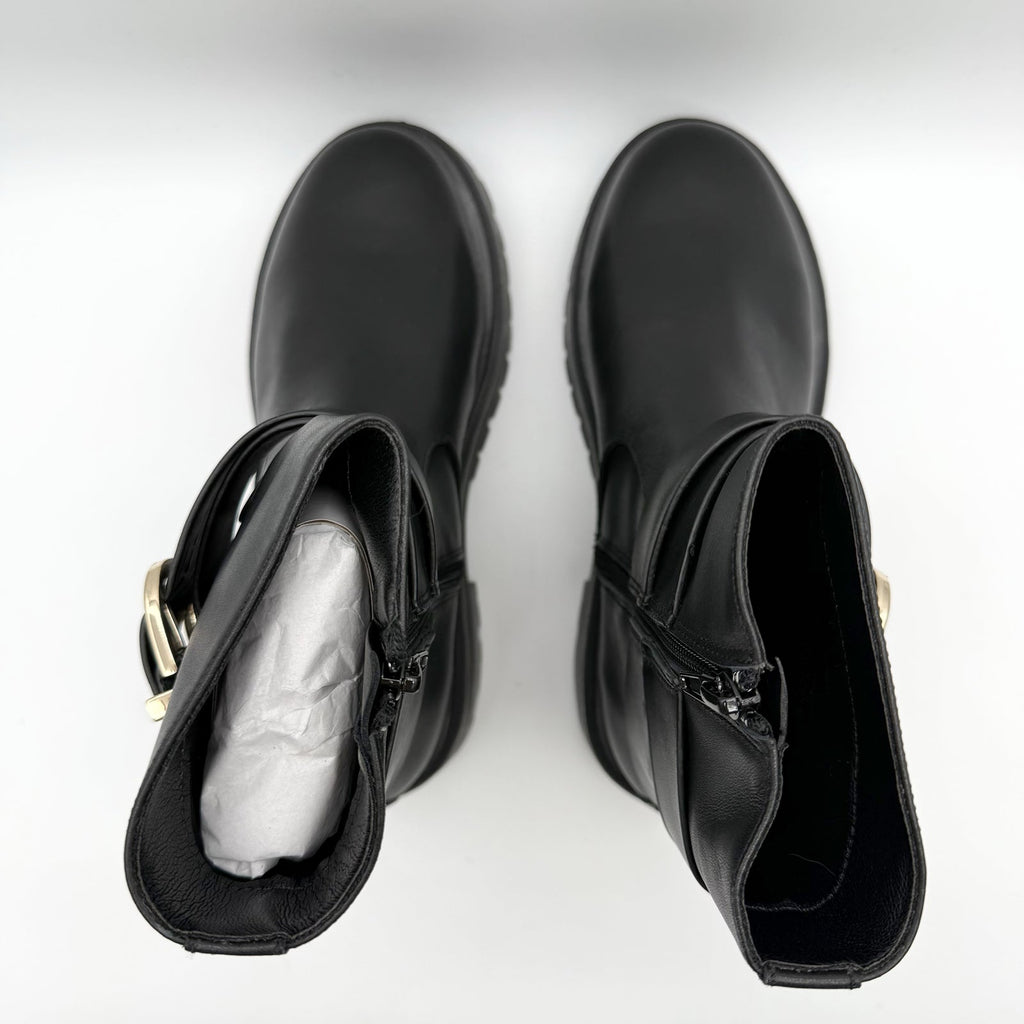 Steve Madden Womens Lonny Ankle Booties US 7.5 EU 38 Black Leather NIB