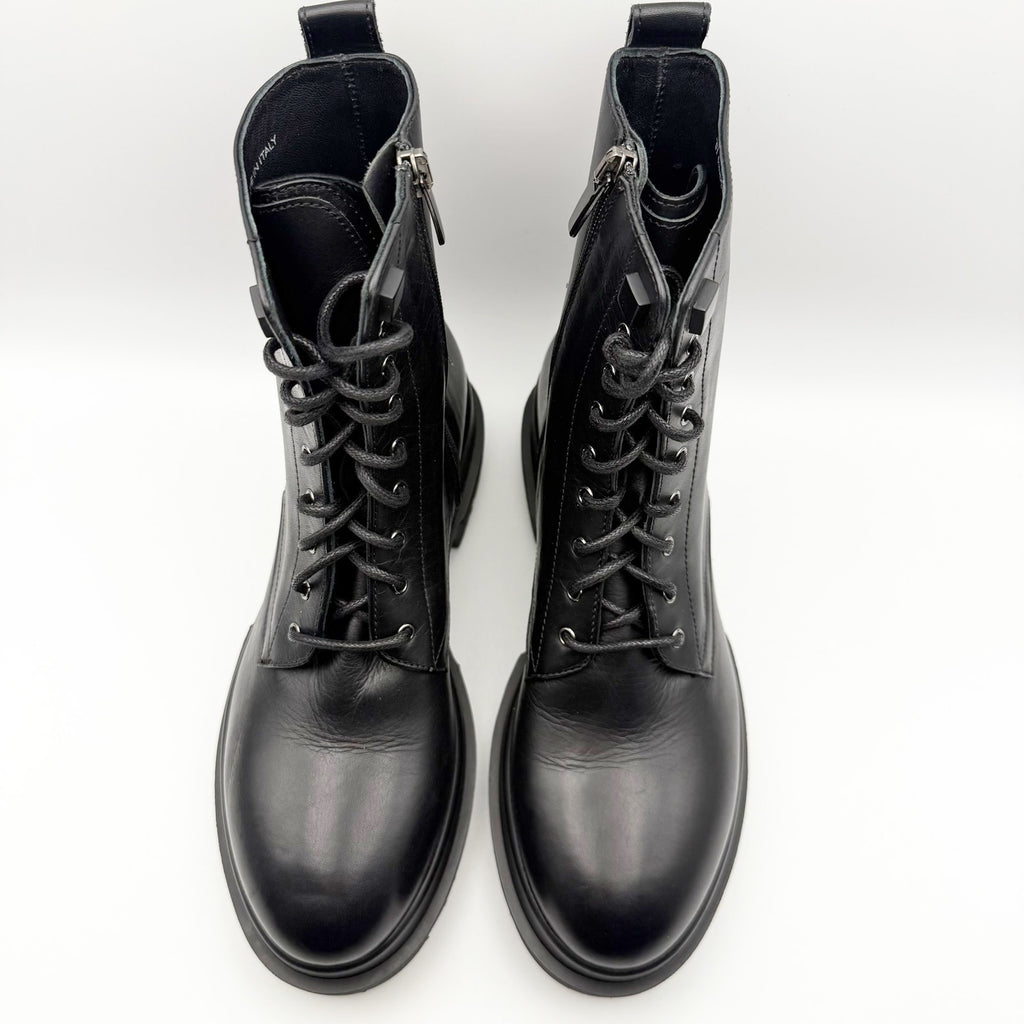 La Canadienne Womens Brendan Bootie EU 37 US 6-6.5 Black Leather Combat NWOB
