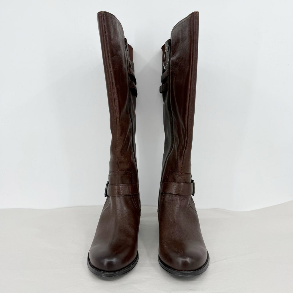 Naturalizer Womens Jessie Knee High Boots US 12 Wide WC Dark Brown Leather NWOB