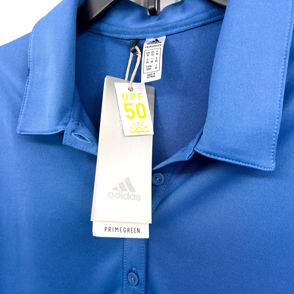 ADIDAS Women's Performance Primegreen Golf Polo Shirt XS Blue Short Sleeve NWT