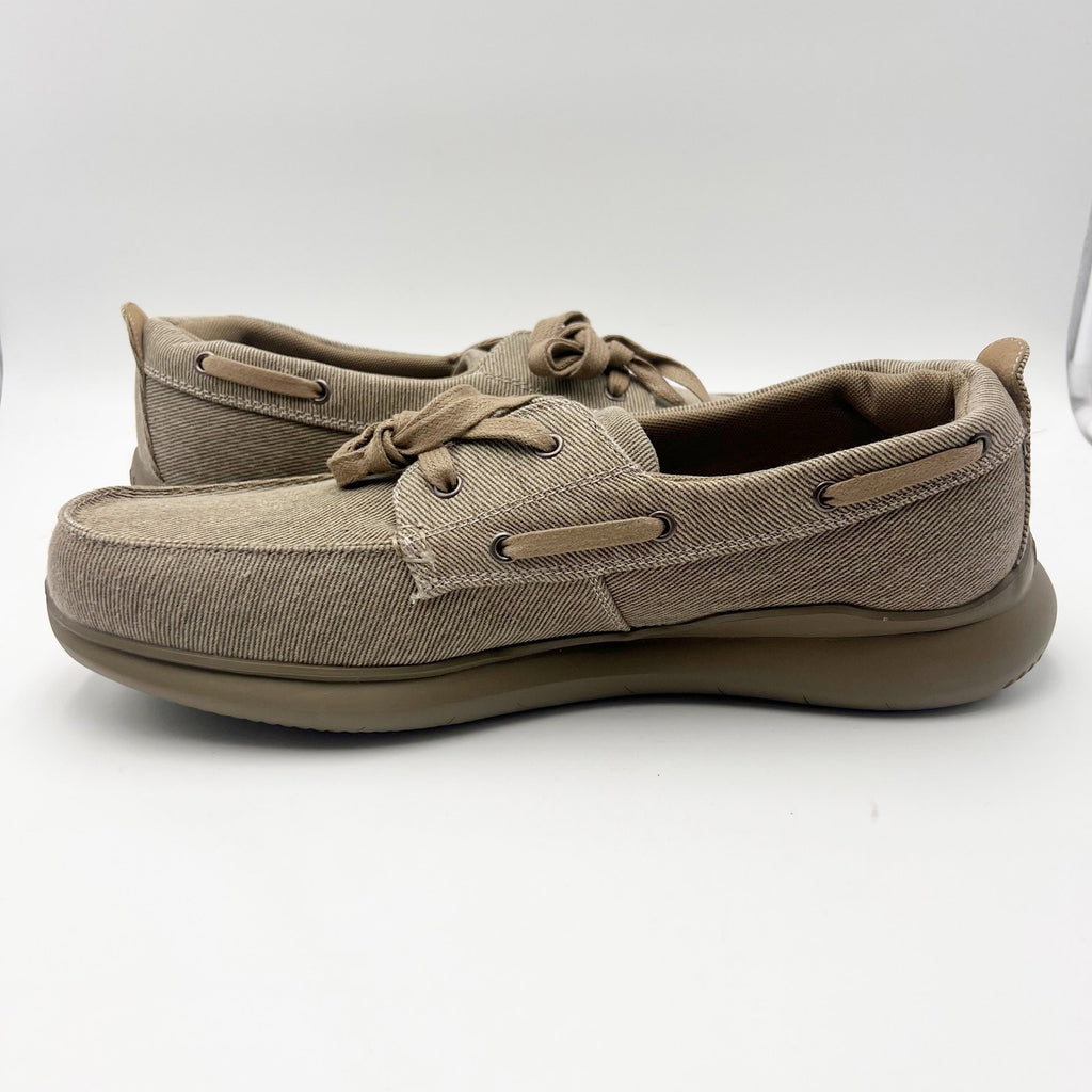 Propet Mens Viasol Lace Slip On Loafers Size 11 Wide EU 45 Tan Canvas NIB