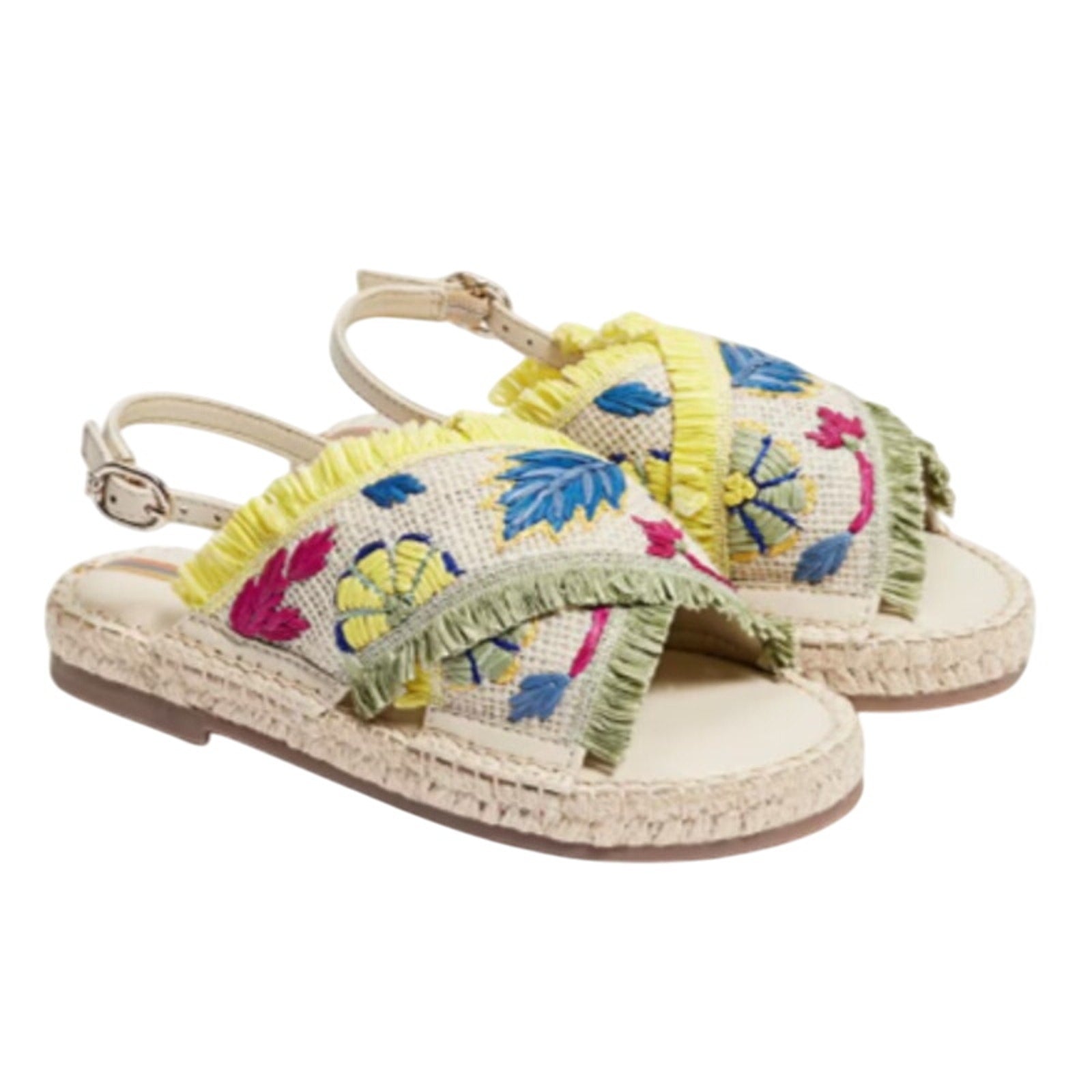 Sam Edelman Kids Kayden Slingback Sandal US 1 M Beige Multicolor Leather NIB