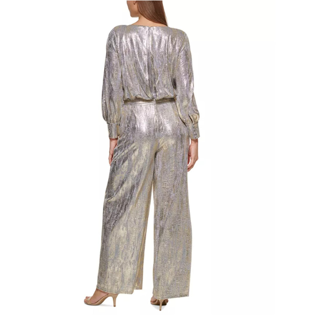 Vince Camuto Women's Metallic Wide-Leg Jumpsuit 0 Petite Gold Belted NWT