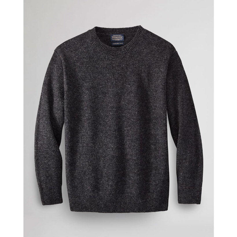PENDLETON Men's Shetland Wool Sweater Medium Black Heather Crewneck NWT