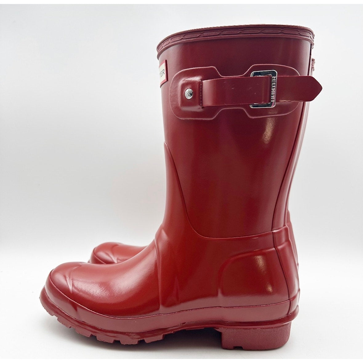 Hunter Womens Original Short Gloss Boots US Size 6 EU 37 Military Red NIB