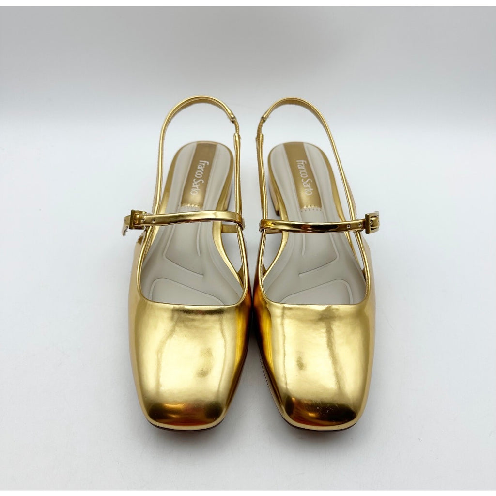 Franco Sarto Womens Destin Mary Jane Flats Size 6 M Gold Patent Leather NIB
