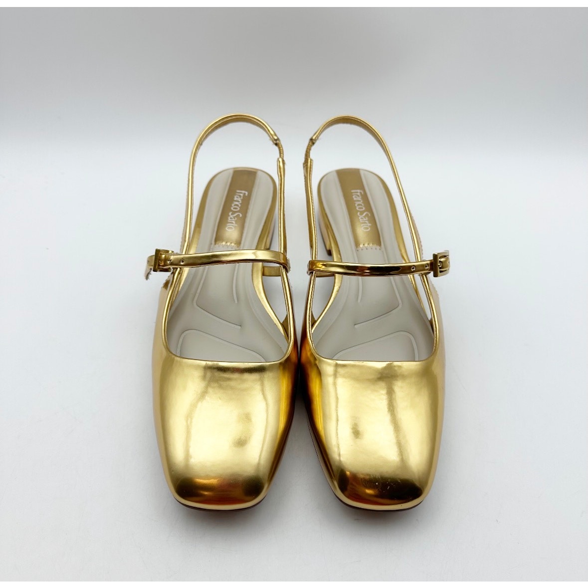 Franco Sarto Womens Destin Mary Jane Flats Size 6 M Gold Patent Leather NIB