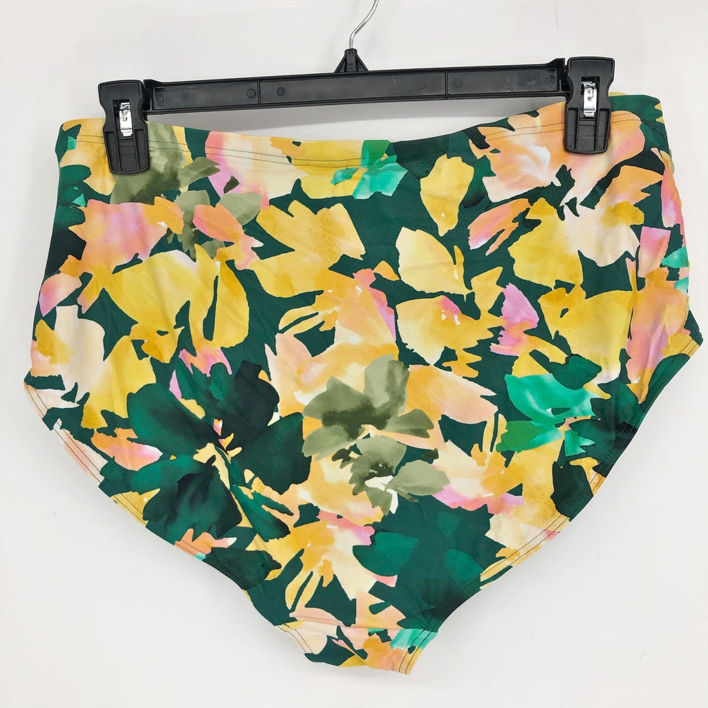 ARTESANDS Les Nabis Botticelli High Waist Bikini Bottom 16 Green Floral Swim NWT