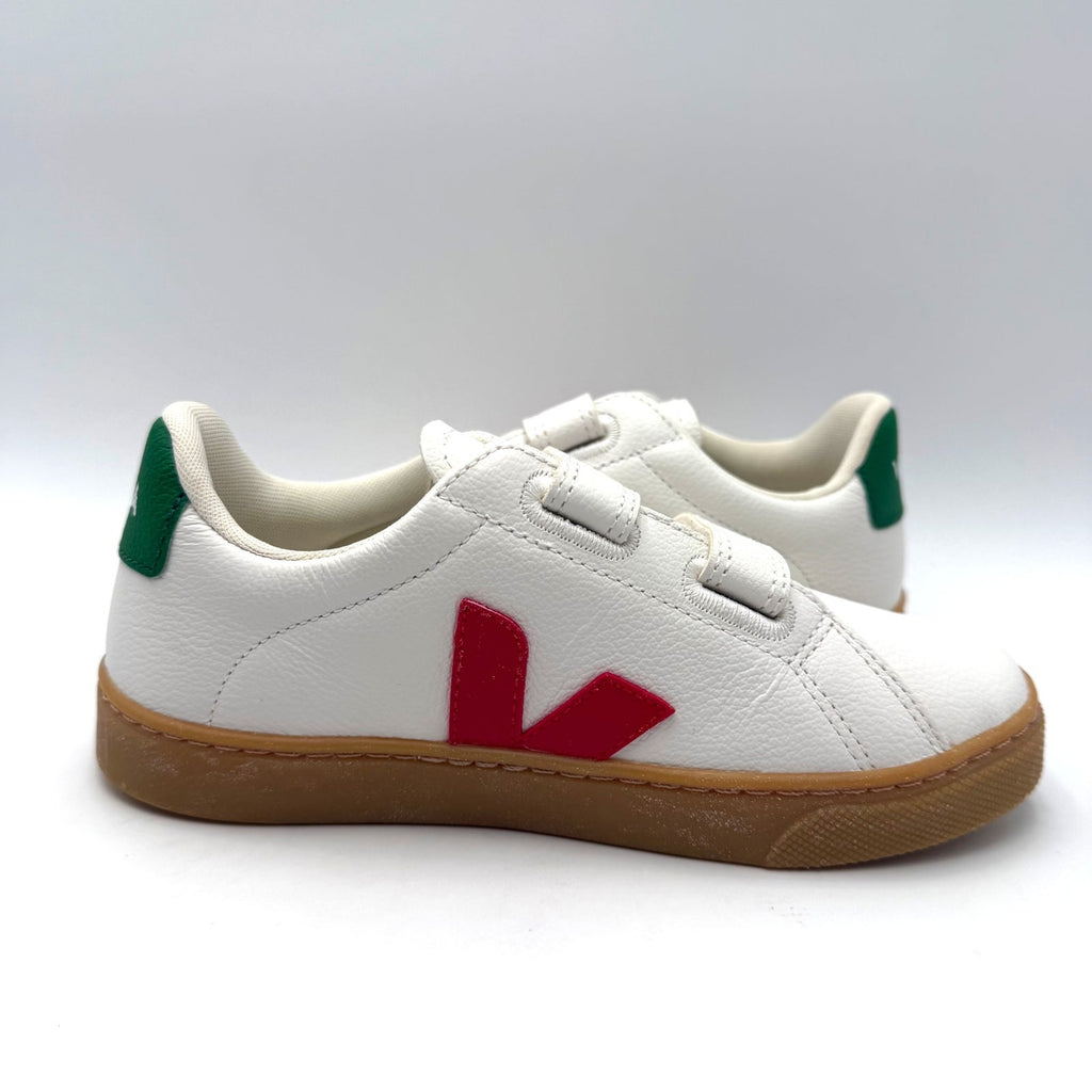 Veja Kids Small Esplar Double Strap Sneakers Size 2 EU 33 White Red Green NWOB
