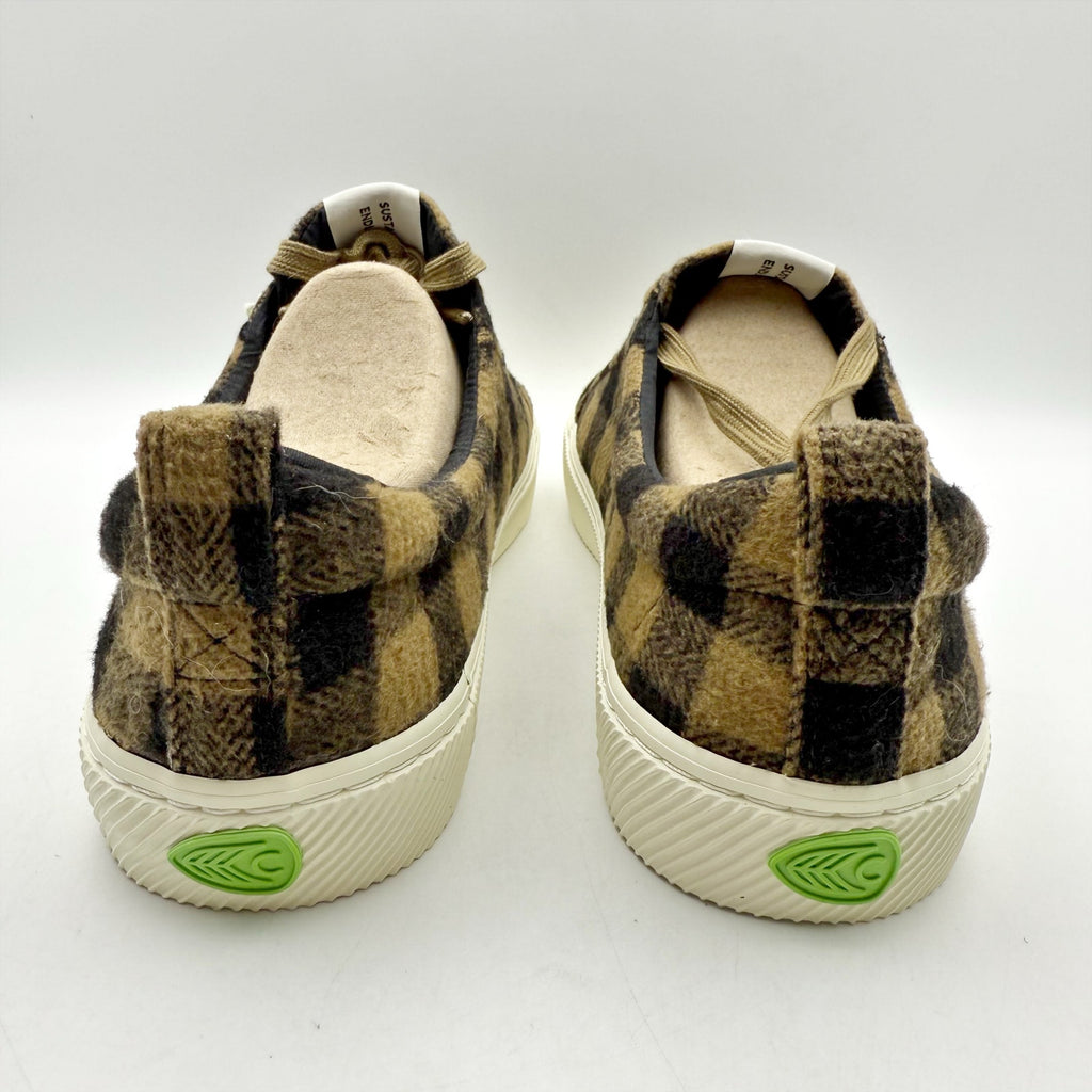 Cariuma Mens OCA Low Sneakers US 11 EU 44 Brown Plaid Organic Cotton NIB