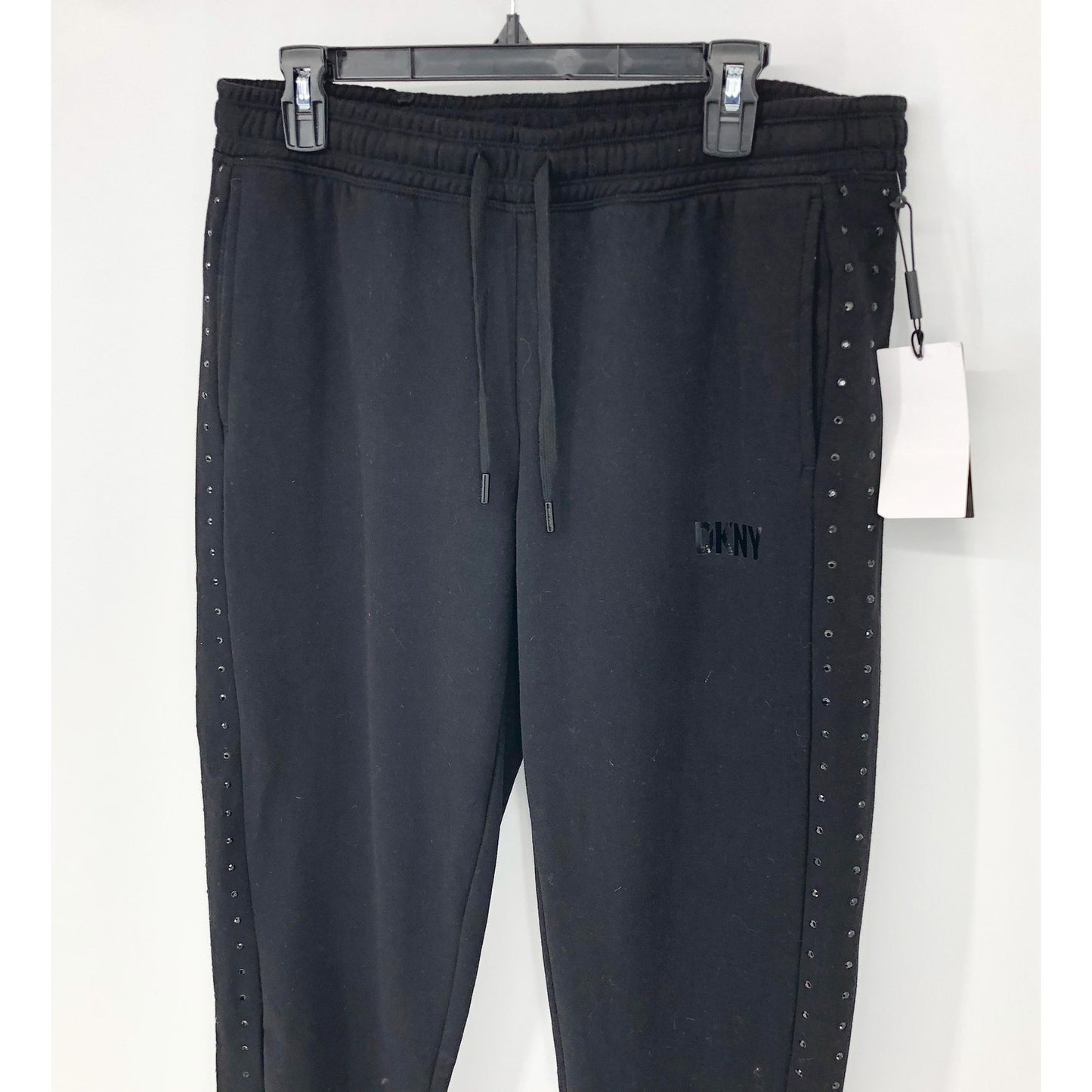 DKNY SPORT Womens Relaxed Joggers Medium Black Pants Embellished NWT