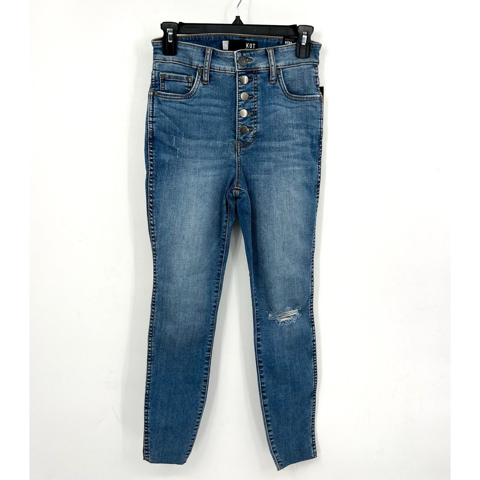 KUT FROM THE KLOTH Donna Ankle Skinny Jeans Size 0 Blue Distressed High-Rise NWT