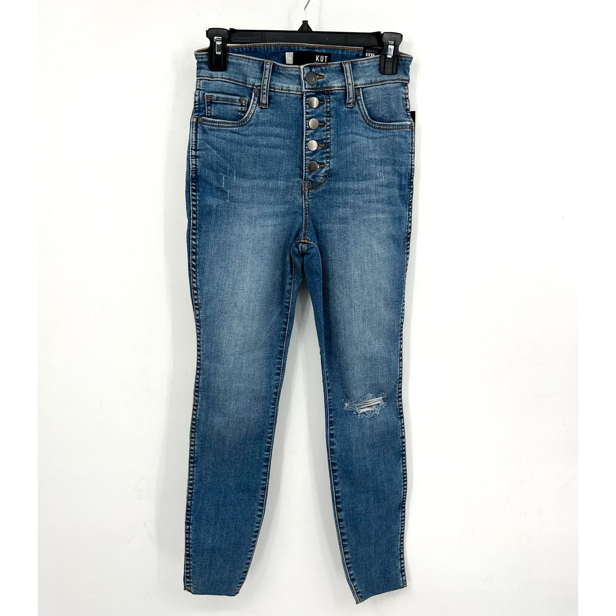KUT FROM THE KLOTH Donna Ankle Skinny Jeans Size 0 Blue Distressed High-Rise NWT