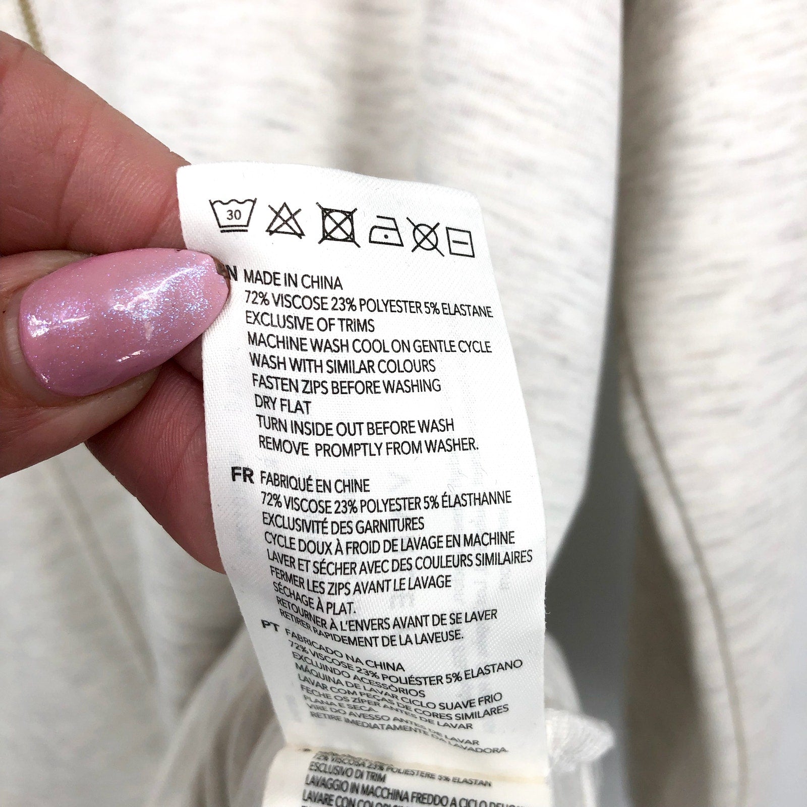 VARLEY Women's Raleigh Zip-Through Sweatshirt Medium Ivory Marl DoubleSoft NWOT