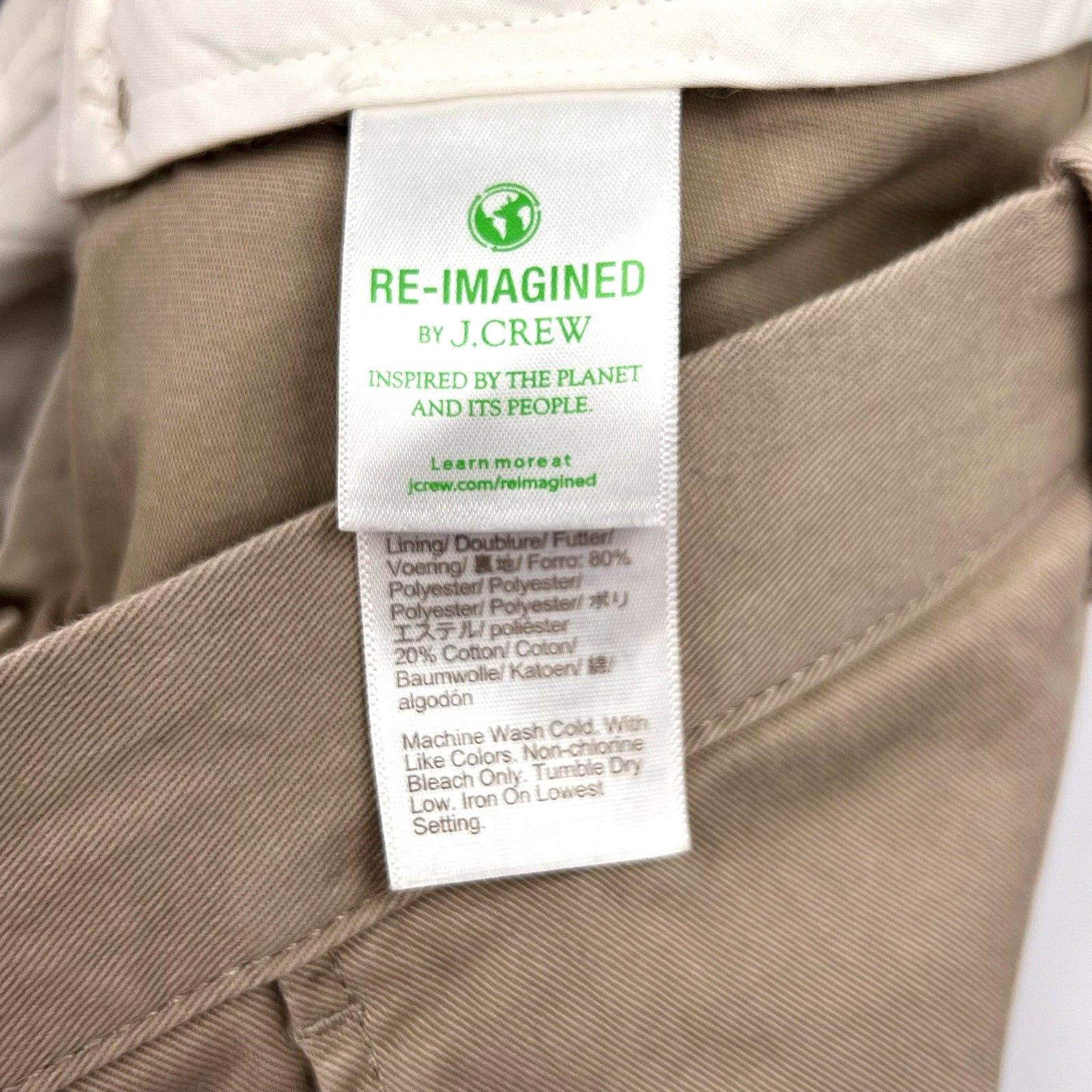 J.CREW Men's Slim-Fit Flex Chino Pants 31x32 Khaki Stretch Flat Front H3167 NWT