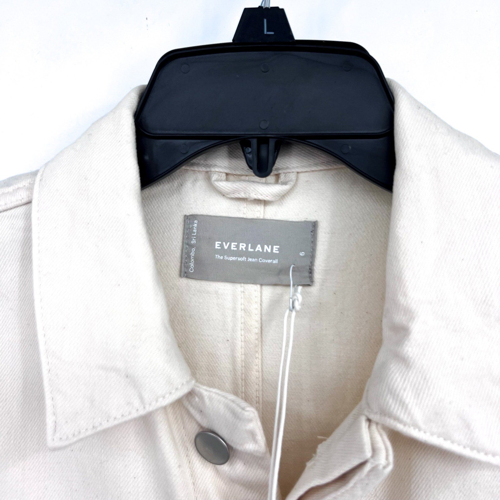 EVERLANE Women's The Supersoft Jean Coverall Size 6 Cream Jumspsuit NWT