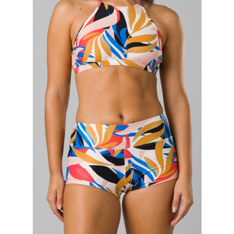 PRANA Women's Datum Swim Bottoms XS Red Tropics Print Floral Boy Short NWT