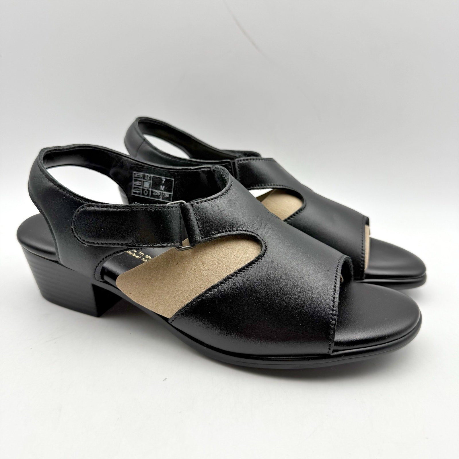 SAS Womens Suntimer Heeled Sandals Size 7 M EU 37.5 Black Leather NIB