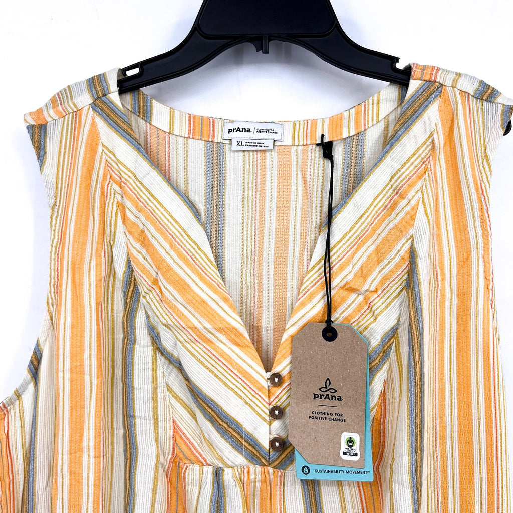 PRANA Women's California Dreaming Maxi Dress XL Golden Hour Stripe NWT