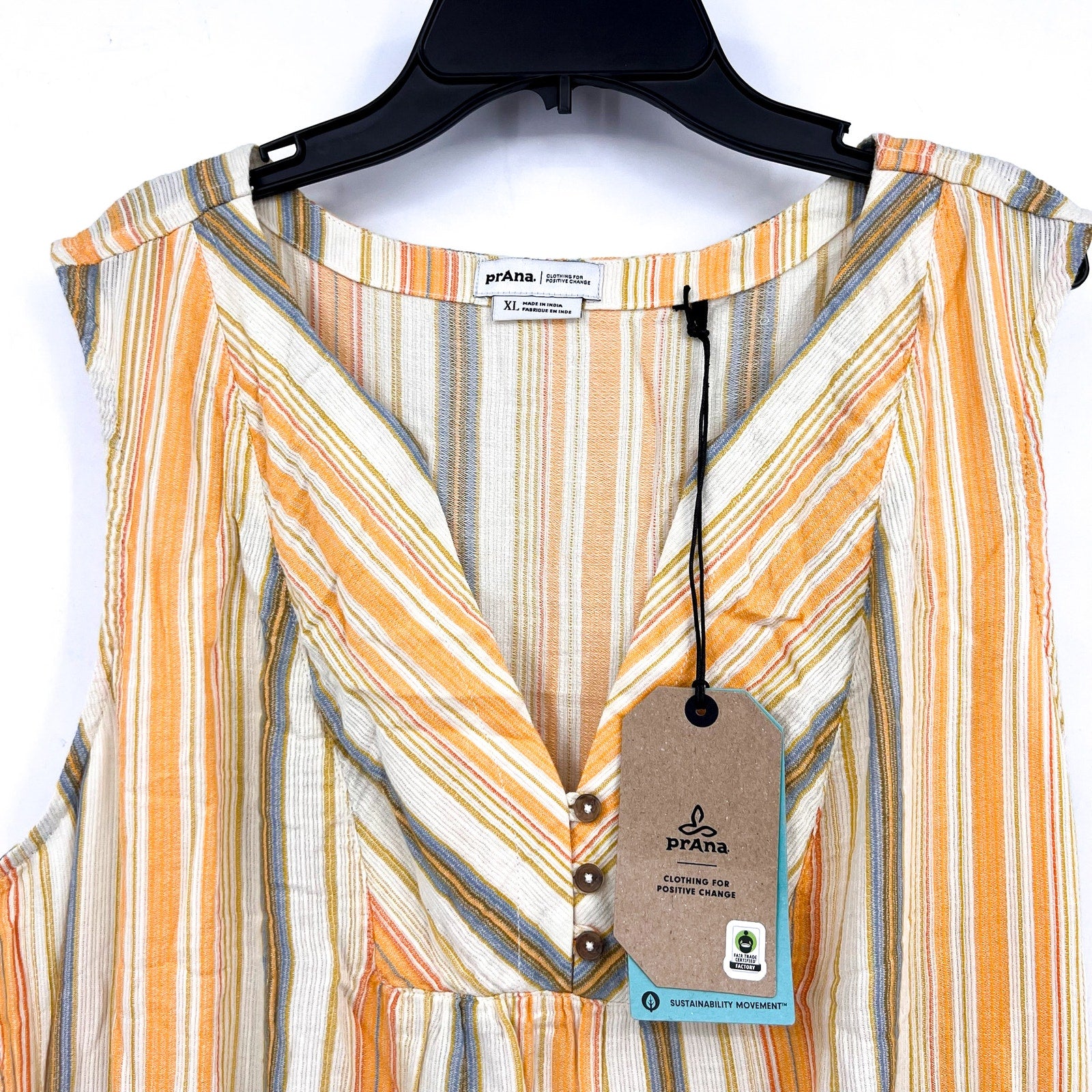 PRANA Women's California Dreaming Maxi Dress XL Golden Hour Stripe NWT