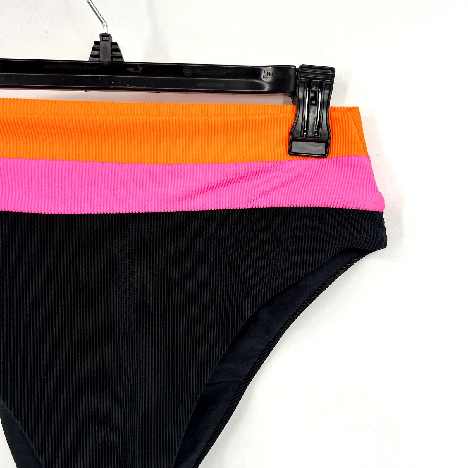 BEACH RIOT Heidi Bikini Bottoms Medium Black Pink Colorblock High Waist NWOT