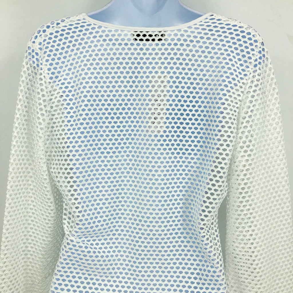SEAFOLLY Women's Mesh Effect Swim Cover Up US 6 Small White Long Sleeve NWT
