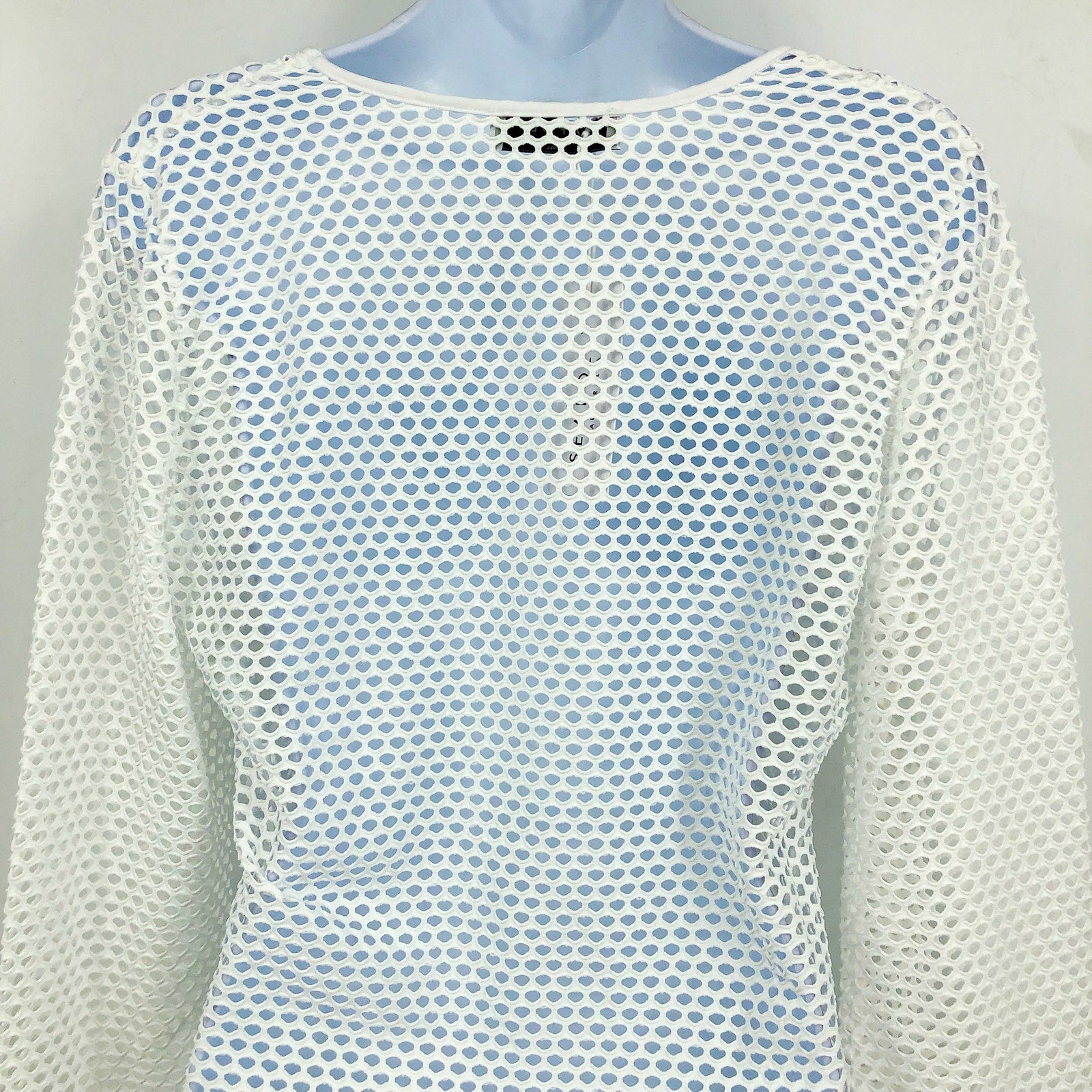 SEAFOLLY Women's Mesh Effect Swim Cover Up US 6 Small White Long Sleeve NWT