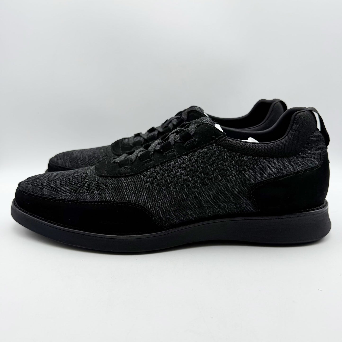 Florsheim Mens Launch Elastic Lace Sneakers US 13 Wide Black Knit Slip On NIB