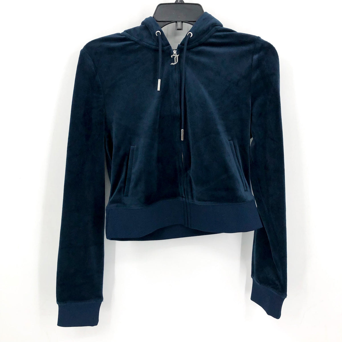 JUICY COUTURE Women's OG Big Bling Velour Hoodie Medium Regal Blue Zip NWT