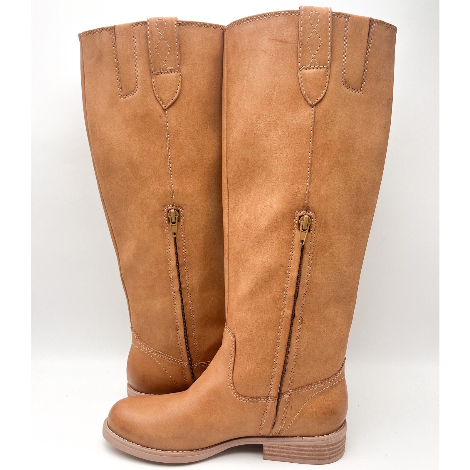 CROWN VINTAGE Womens Feya Knee High Boots Size 6 M EU 36.5 Tan Zip Heeled NWOB