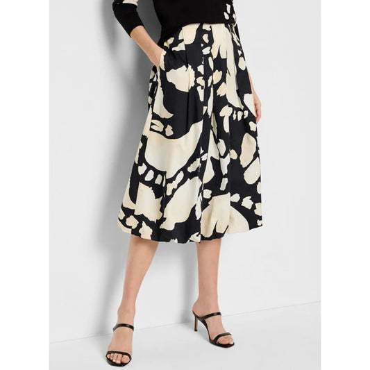 NIC + ZOE Evening Petal Bubble Midi Skirt Large Black White Floral Print NWT