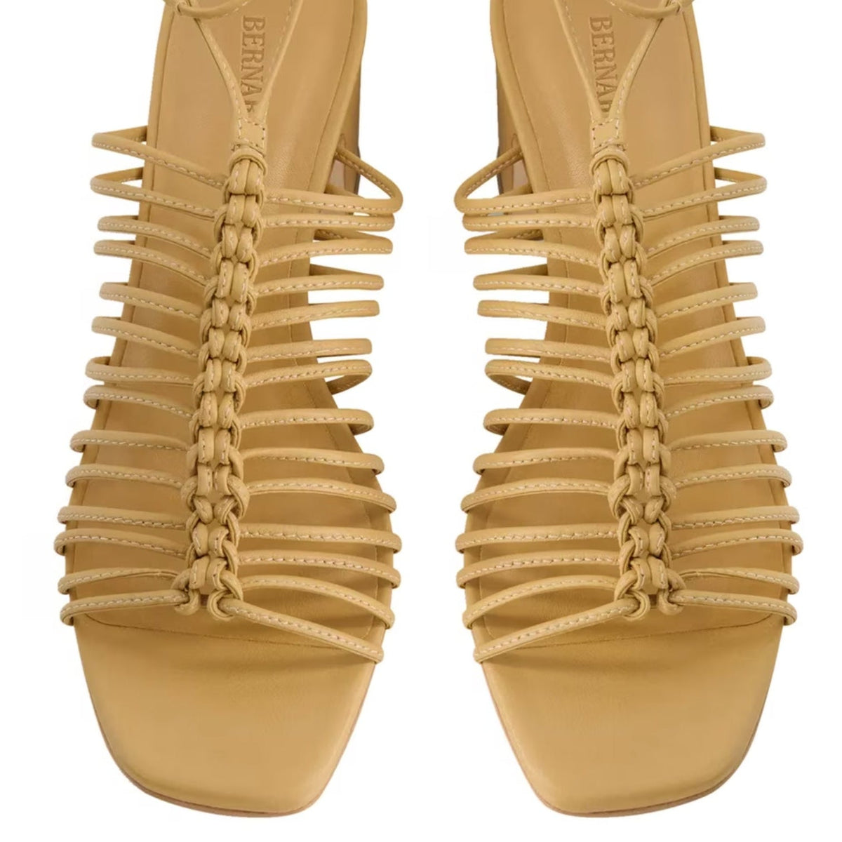 Bernardo Womens Briga Strappy Block Heel Sandals Size 6.5 Tan Dune Leather NWOB
