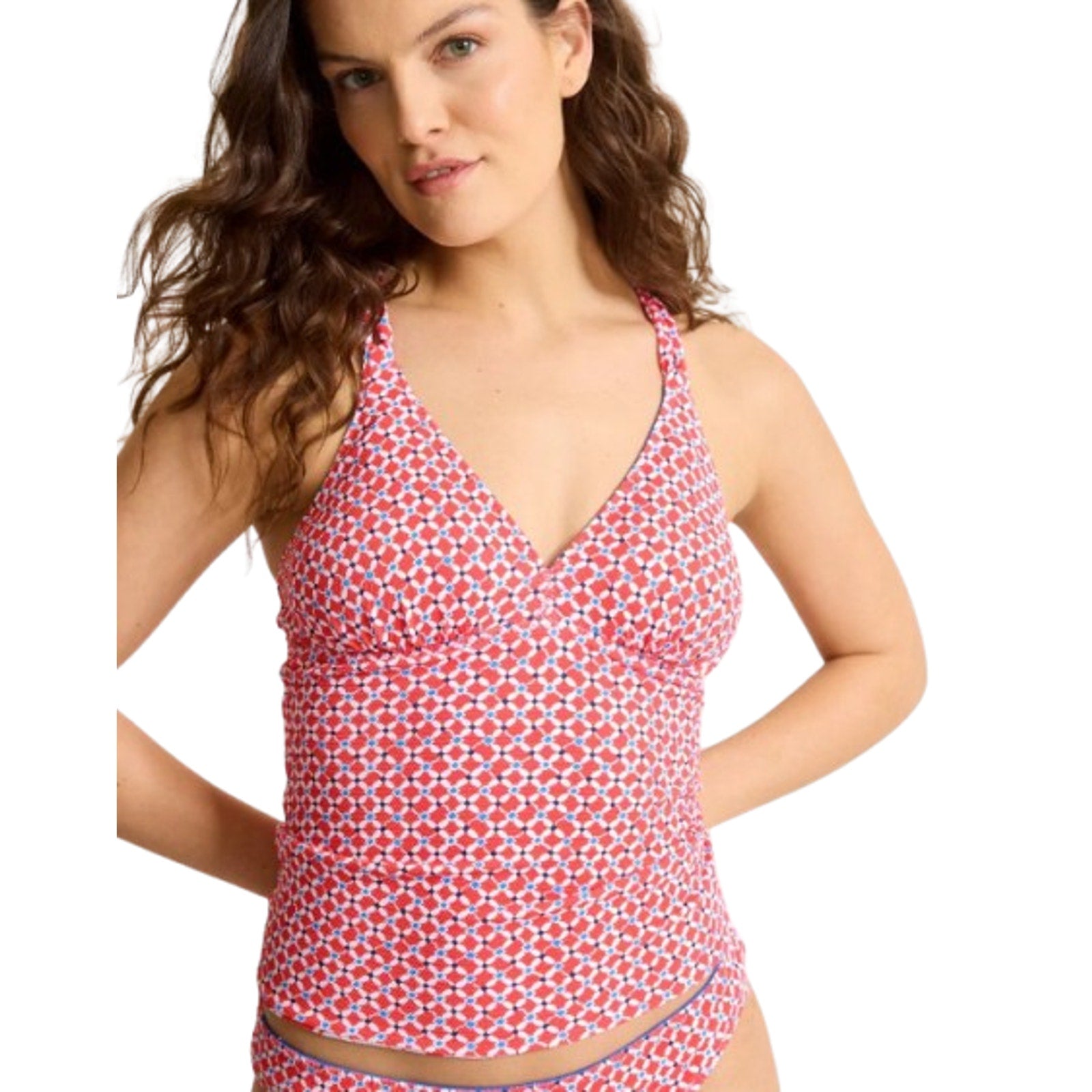 TOMMY BAHAMA Island Cays Fiori Reversible Tankini Top Medium Pink Coral NWT