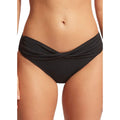 SEAFOLLY Women's Twist Band Hipster Bikini Bottom Size 6 Black NWT
