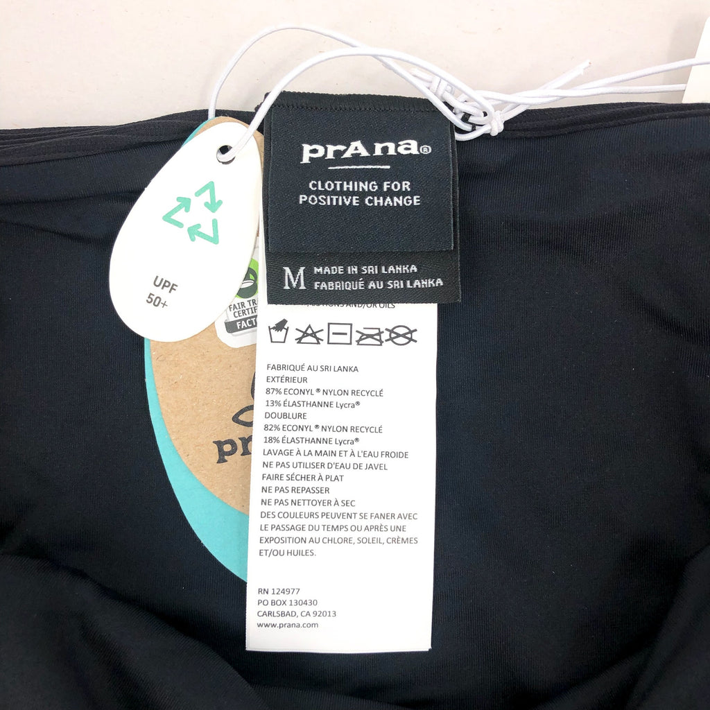 PRANA Women's Gemma Bikini Bottom Medium Black Ottoman Ribbed Low Rise NWT