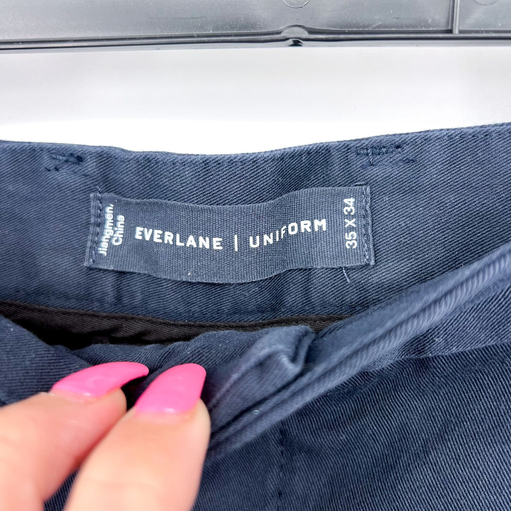 EVERLANE Men's Uniform Performance Chino 35x34 Navy Blue Slim Fit Pants NWT