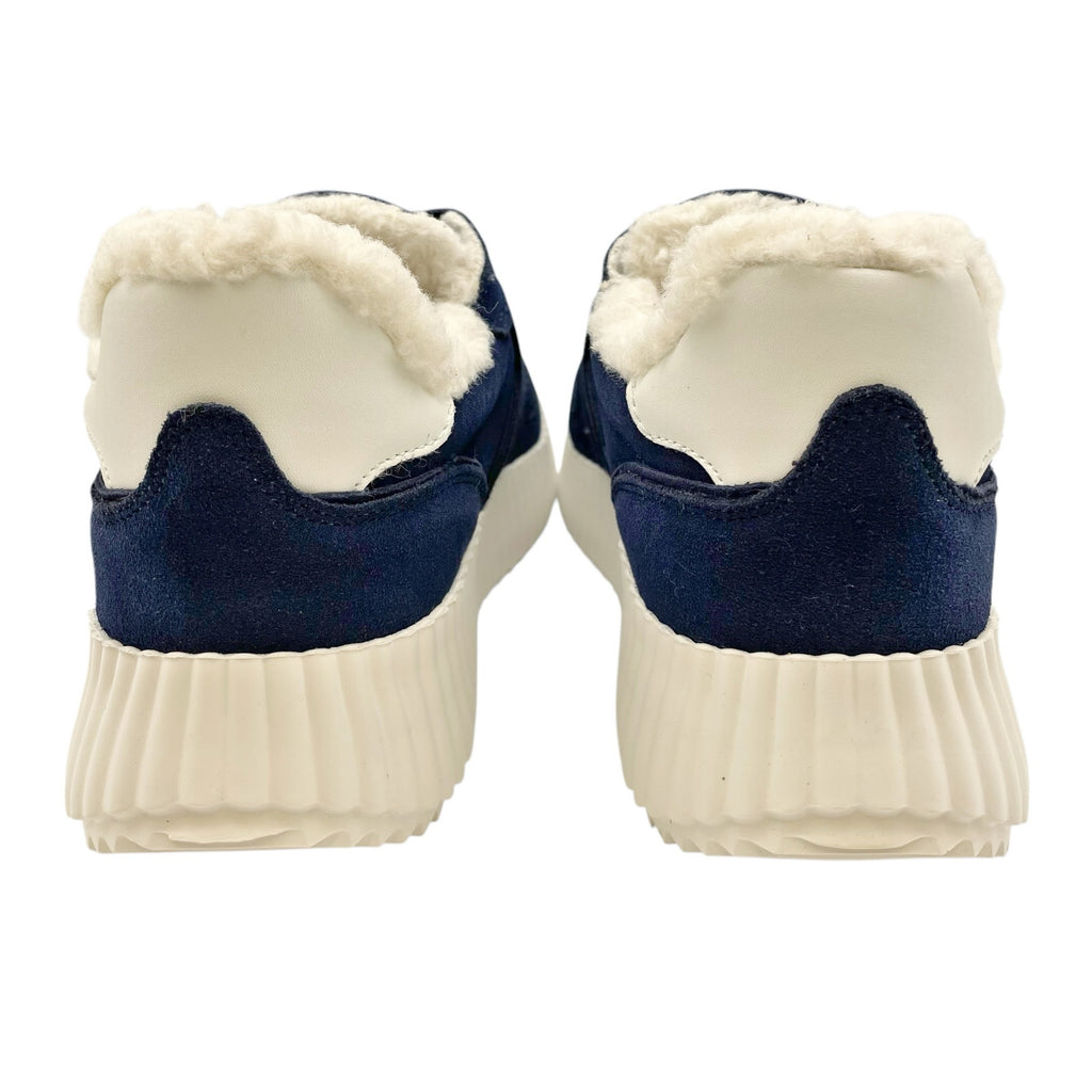 Steve Madden Womens Shereen-Fur Lined Sneakers US 7.5 EU 38 Navy Blue Suede NIB