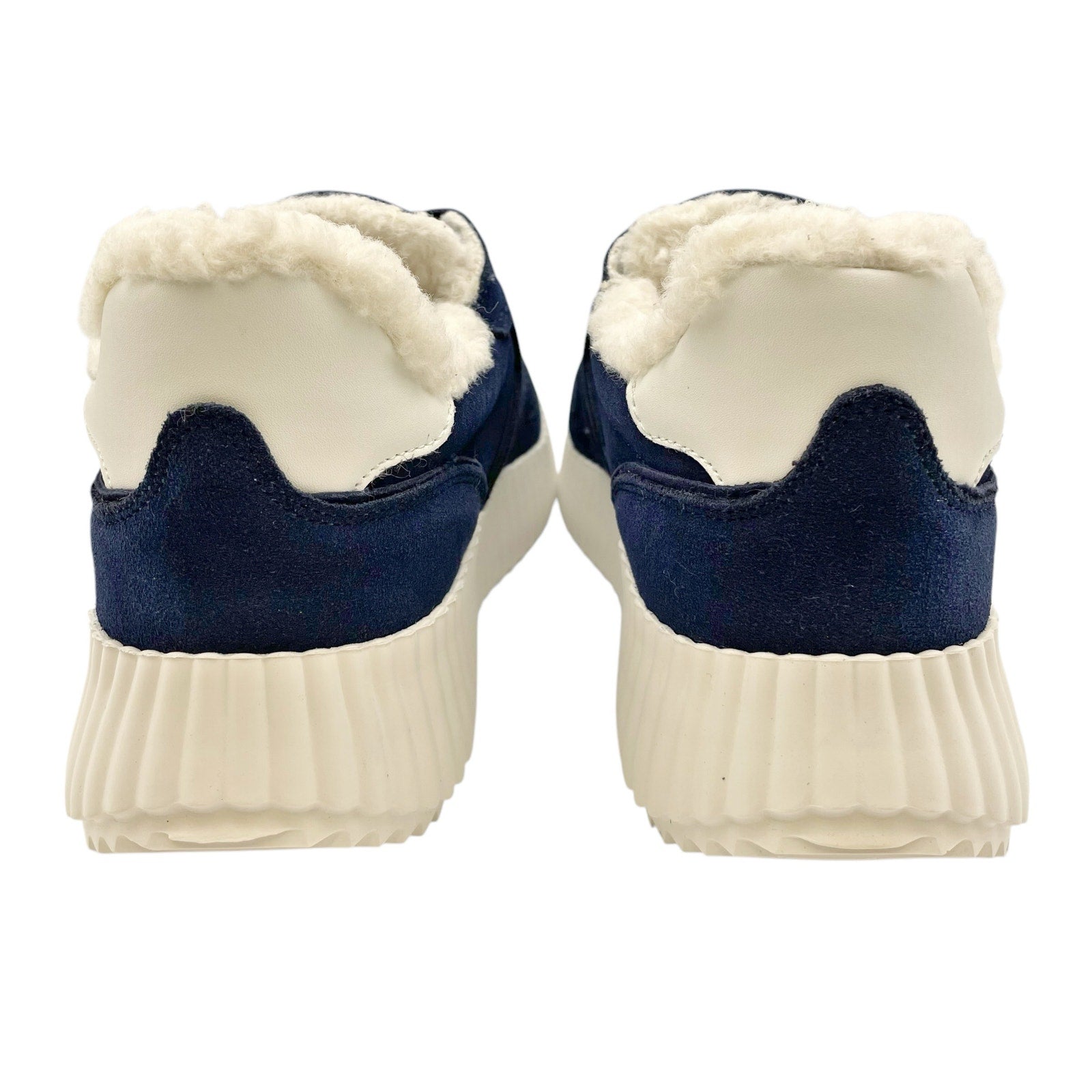 Steve Madden Womens Shereen-Fur Lined Sneakers US 7.5 EU 38 Navy Blue Suede NIB