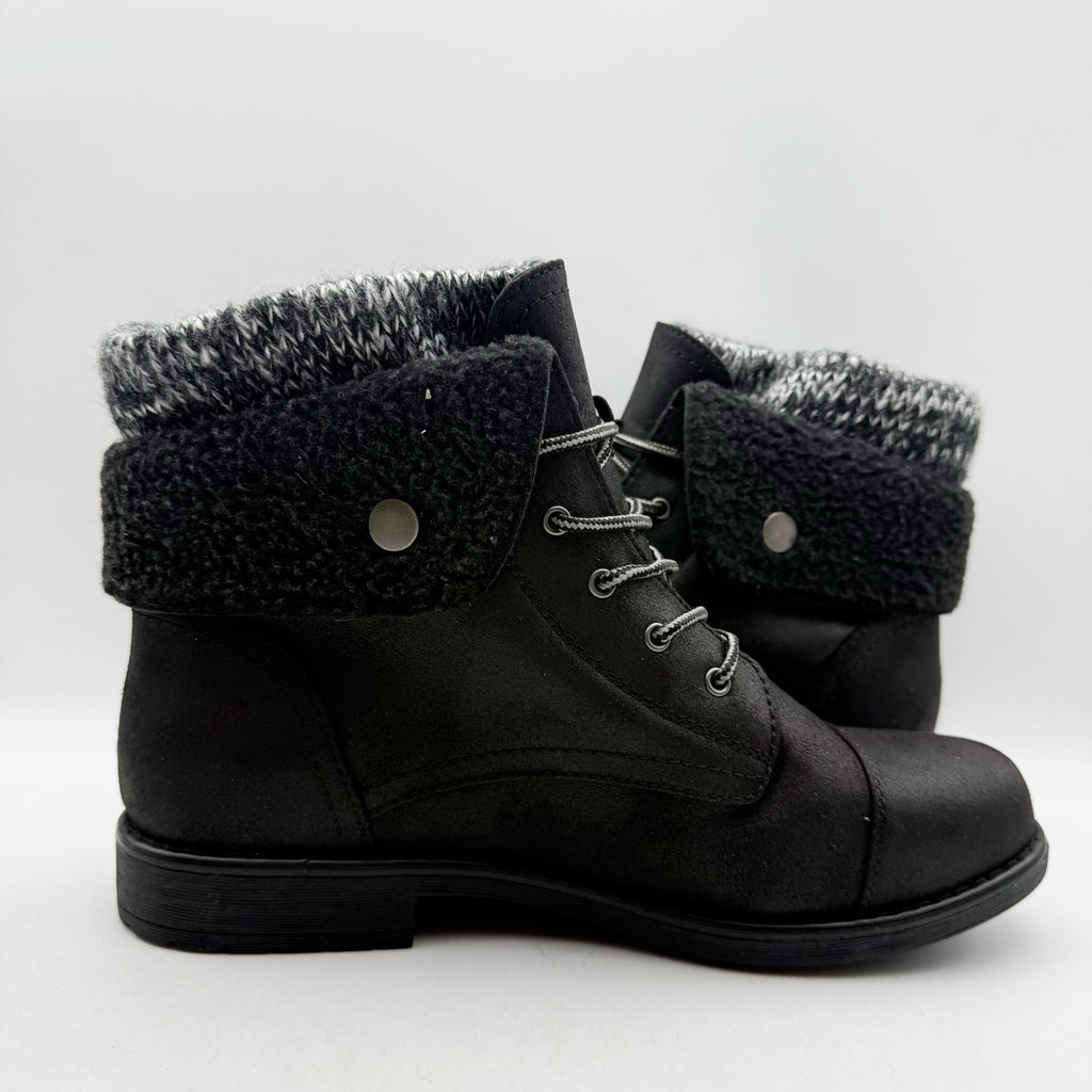 Cliffs by White Mountain Womens Duena Ankle Booties US 11 Wide Black Knit NWT