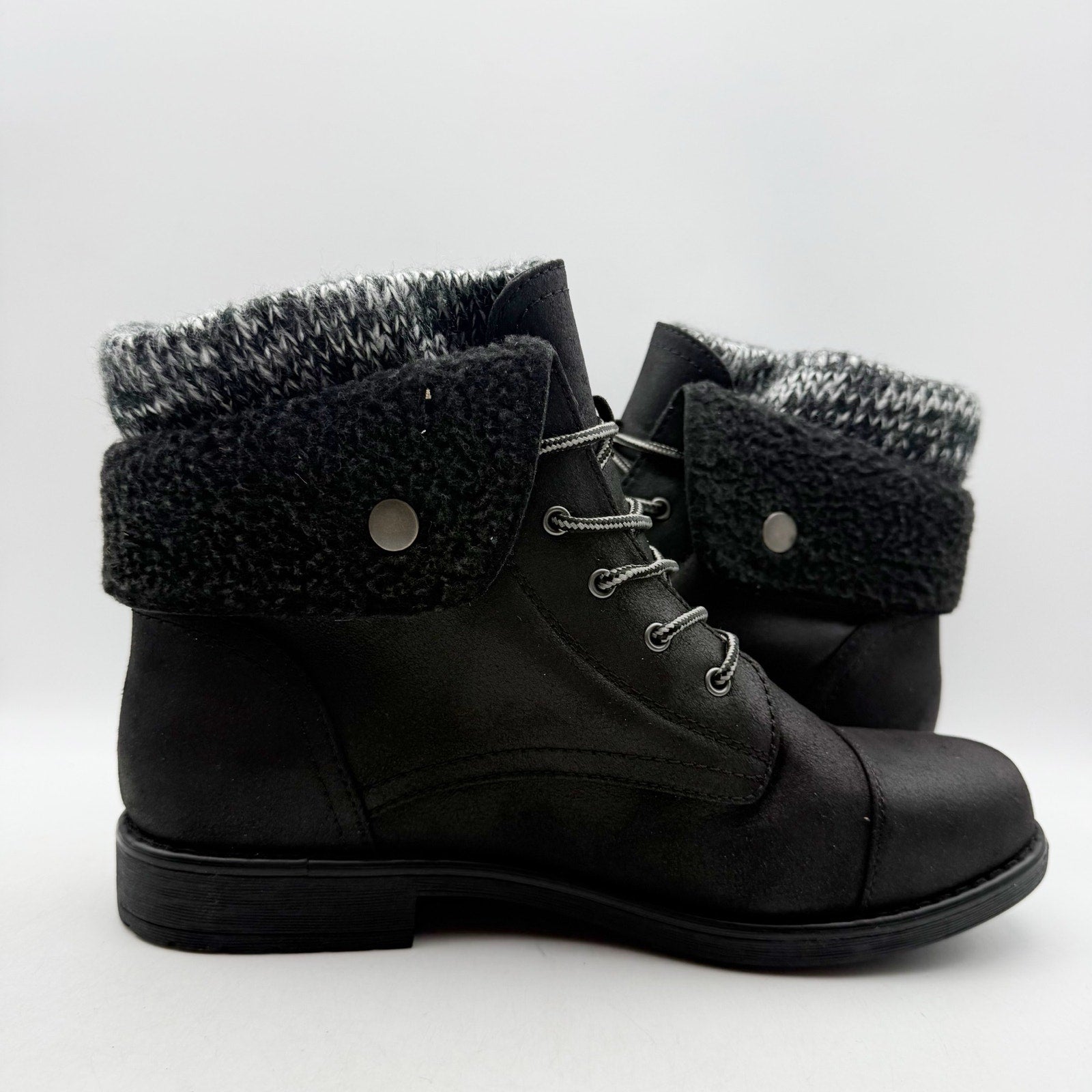 Cliffs by White Mountain Womens Duena Ankle Booties US 11 Wide Black Knit NWT