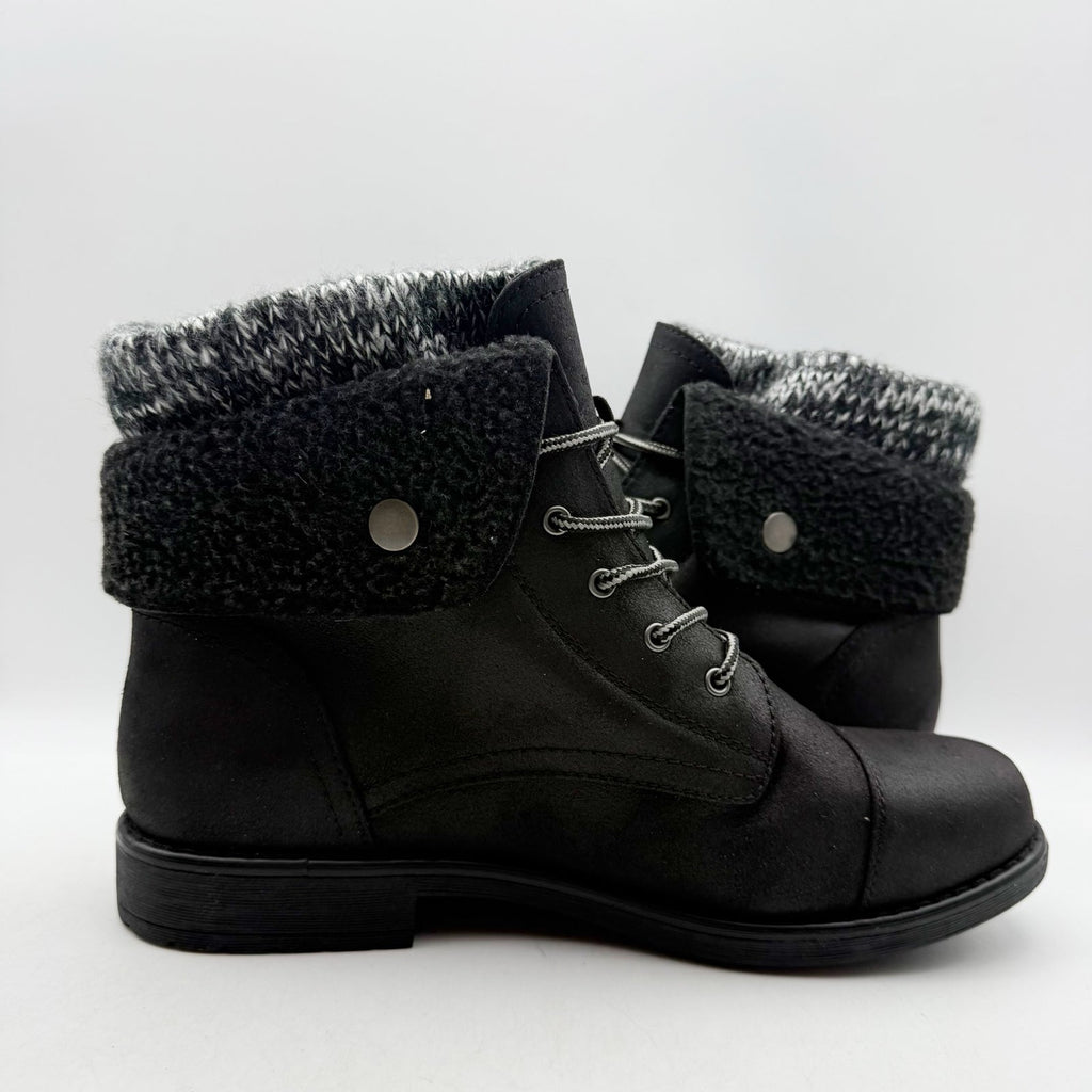 Cliffs by White Mountain Womens Duena Ankle Booties US 11 Wide Black Knit NWT
