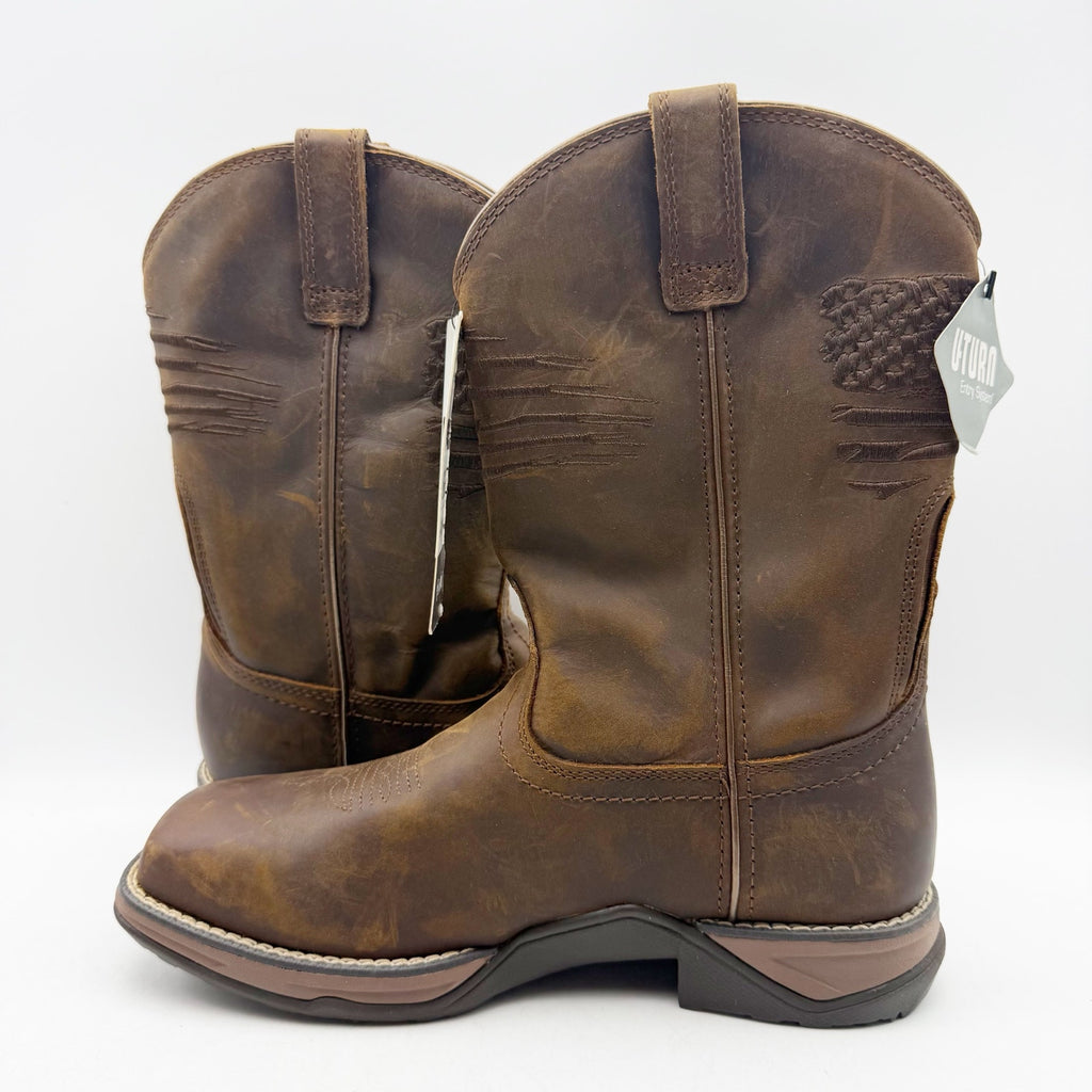 Ariat Womens Anthem Patriot Mid Calf Boot US 7 M Distressed Brown Leather WP NWT