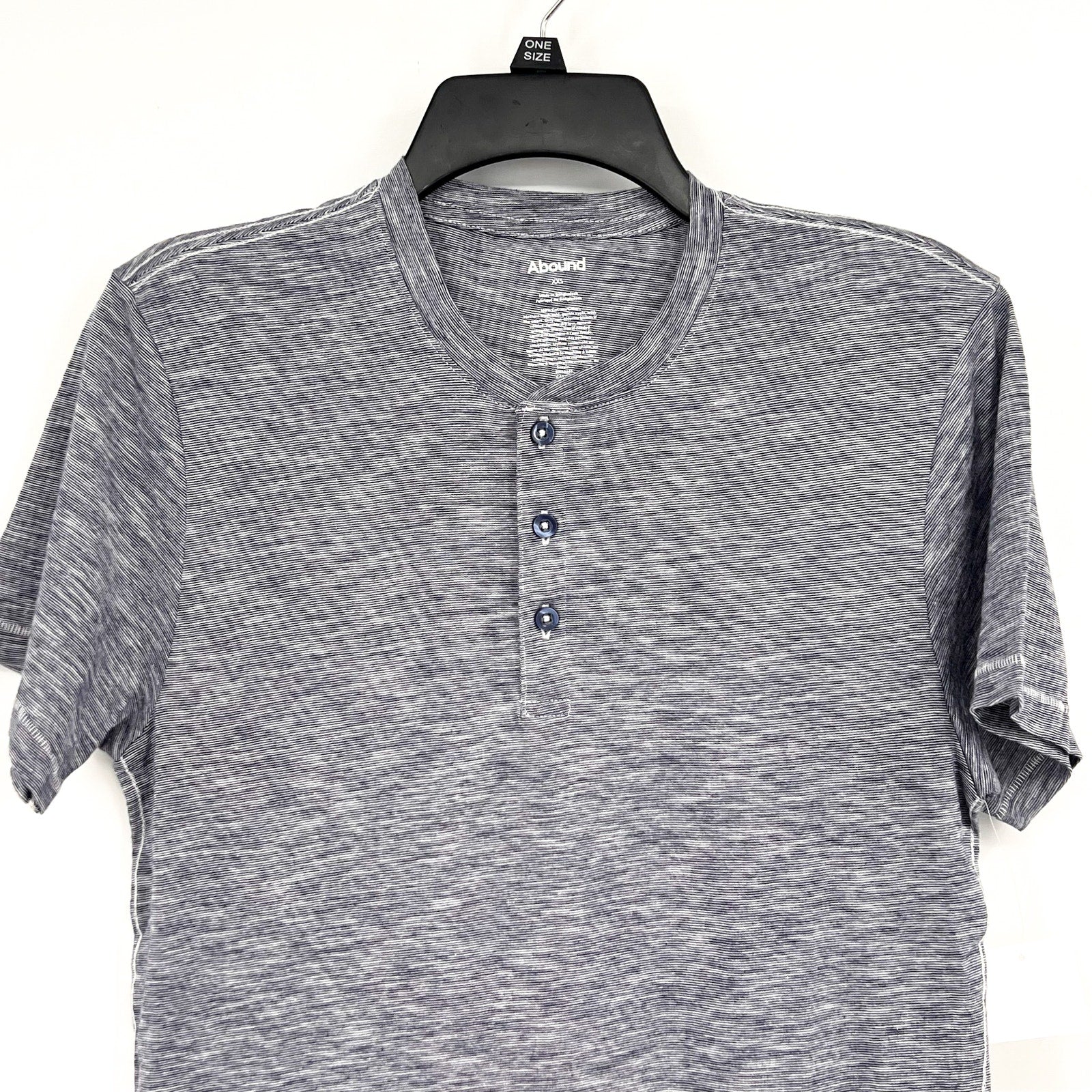 ABOUND Men's Jersey Slub Henley Tee XXS Navy Blue White Short Sleeve Cotton NWT