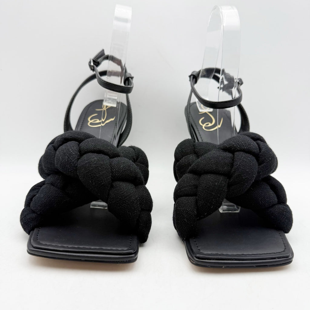 Sam Edelman Womens Courtney Heeled Sandals Size 8.5 Black Linen Braided NWOB