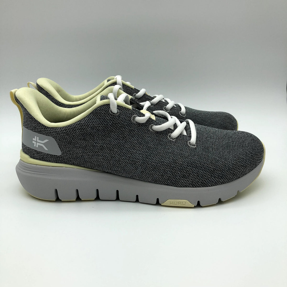 KURU Womens Flex Via Sneakers Size 10.5 Dove Gray Pale Lime Athletic Shoes NWOB