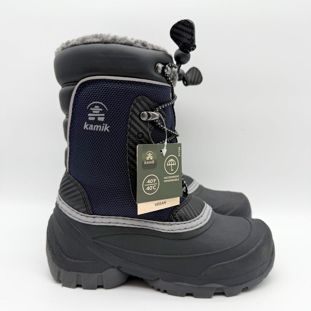 Kamik Kids Luke Snow Boots US 2 EU 33.5 Navy Waterproof NIB